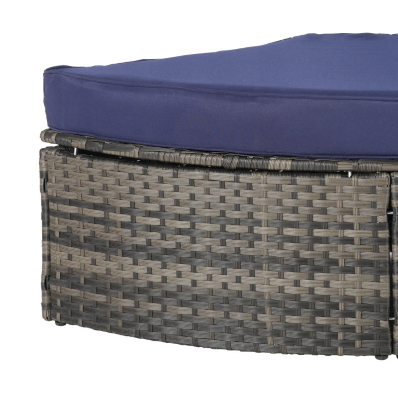 Ensemble de conversation extérieur 8 pièces avec repose-pieds et table en verre, ensemble modulaire en osier avec canapé incurvé