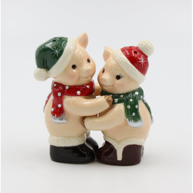 Ensemble salière et poivrière cochon de Noël Cosmos Cadeaux