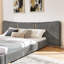  Base de lit tapissier grand format avec tête de lit courbée allongée, pieds en métal doré, plateforme moderne, gris foncé-133632606-133632608