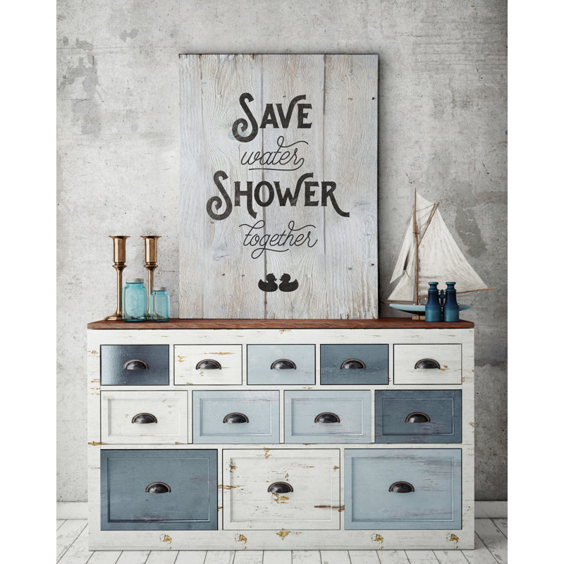 'Save Water' Textual Art on Wrapped Canvas, 24" H x 32" W x 1.5" D