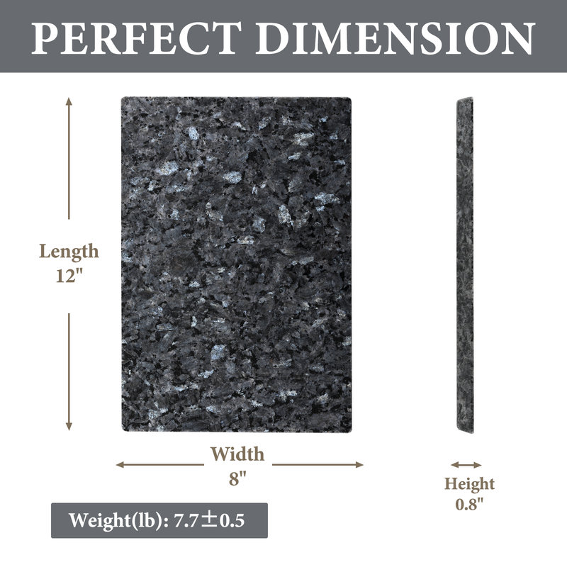 Planche à découper de luxe en marbre de granit Koville, rectangulaire, 12 x 8 po, perle bleue