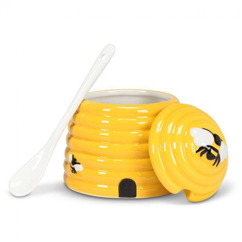 Beehive Shaped Spoon And Covered Jar