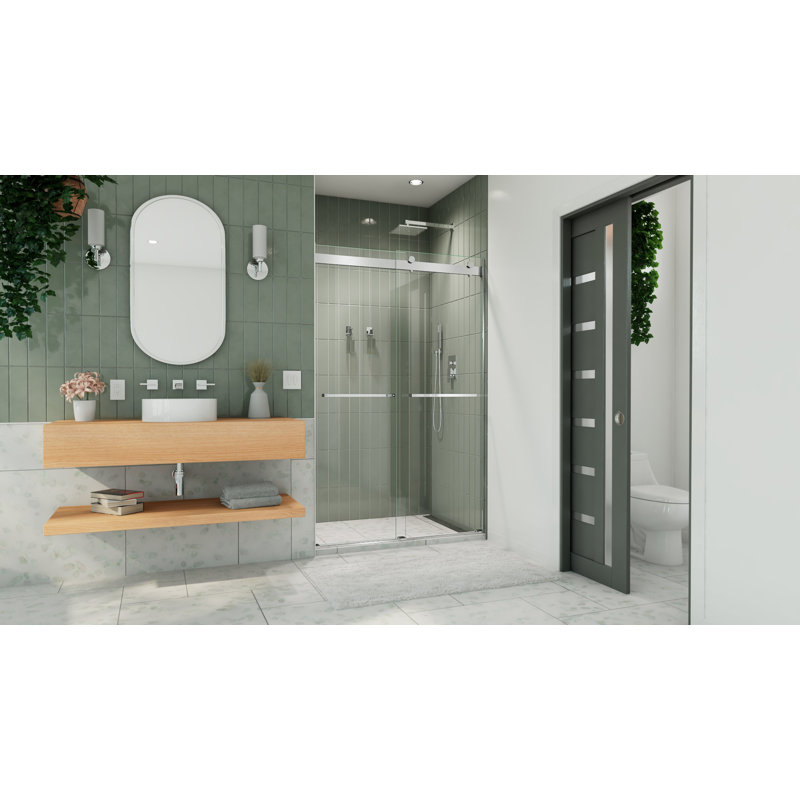 Essence 44" W x 76" H Frameless with ClearMax Technology Shower Door, Chrome