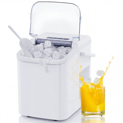 Countertop Ice Maker With Handle,Self-Cleaning Ice Machine,9 Ice Cubes Ready In 6 Mins For Home/Kitchen/Bar/Party/Camping