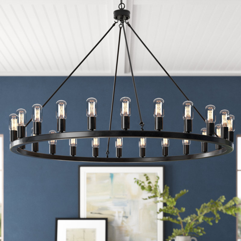 Halleck 24-Light Wagon Wheel Chandelier