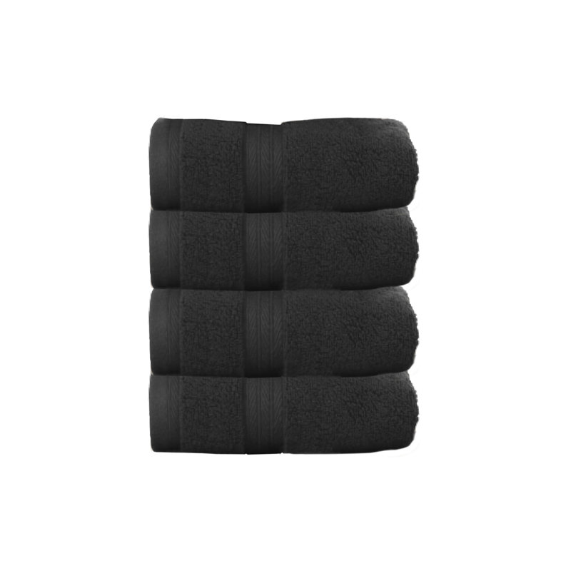 Ensemble de serviettes essuie-mains 100% coton Elegant Essentials 550GSM Zero Twist (ensemble de 4) - 16 po x 24 po, Noir