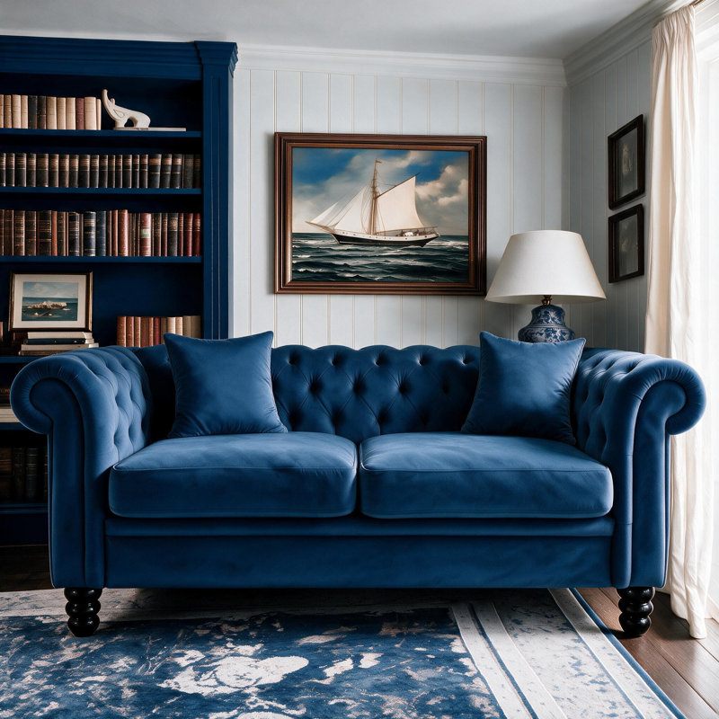 Canapé Chesterfield Fynlie, Bleu