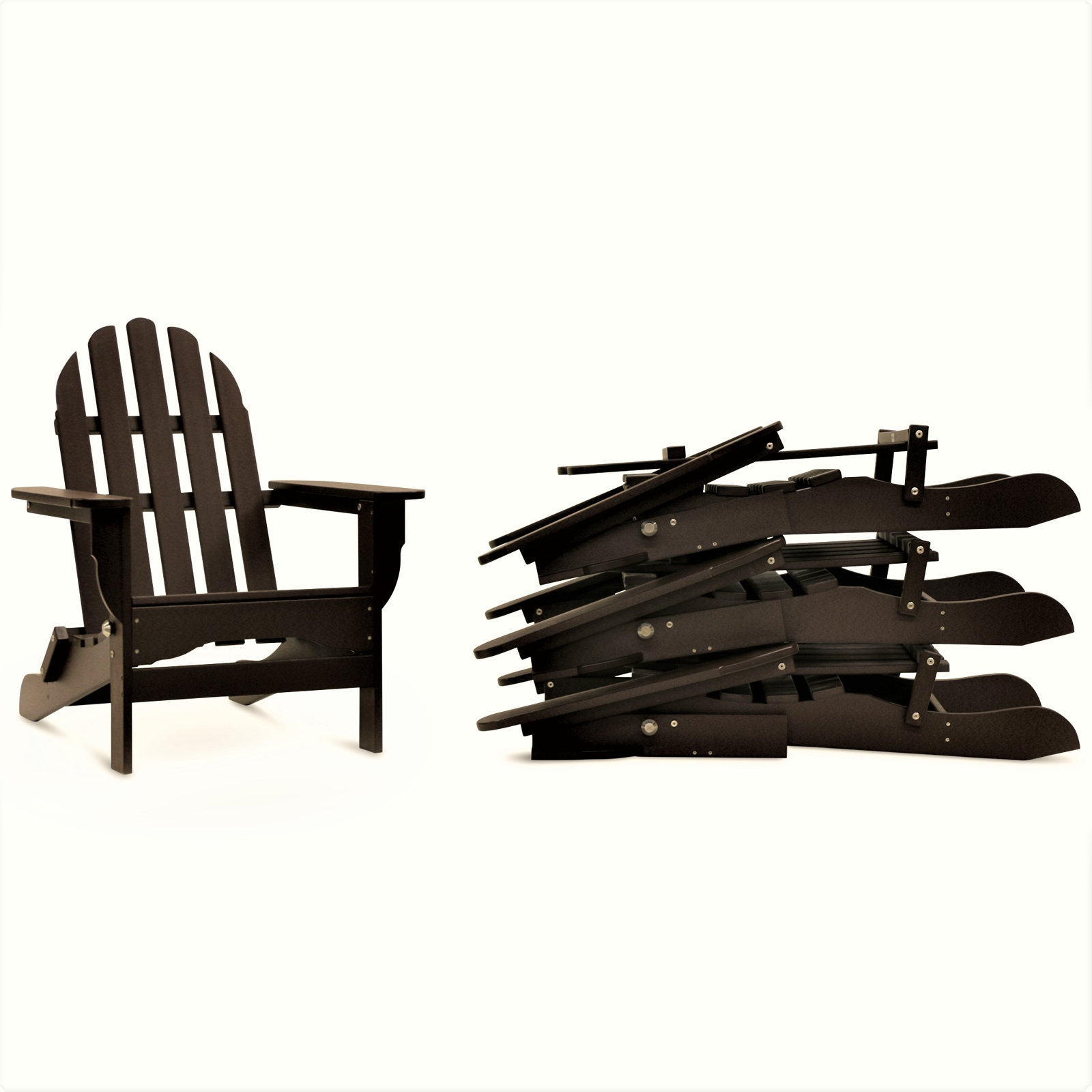 Leighton Foldable Outdoor Adirondack Set, Chocolate