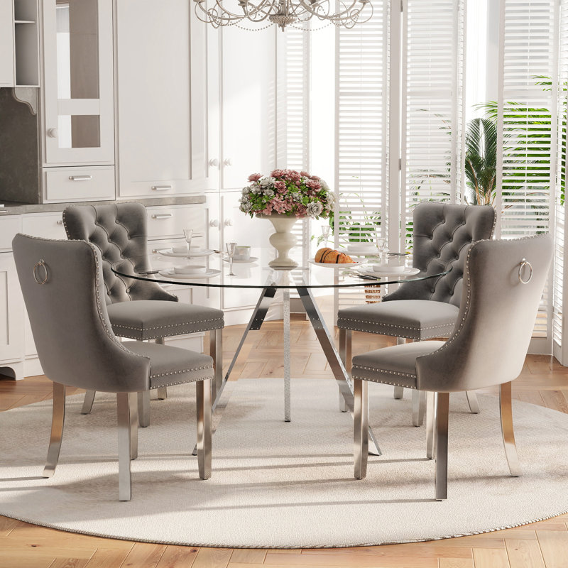 Ensemble de table ronde pour 4, H 30 po x l 47 po x P 47 po, Gris