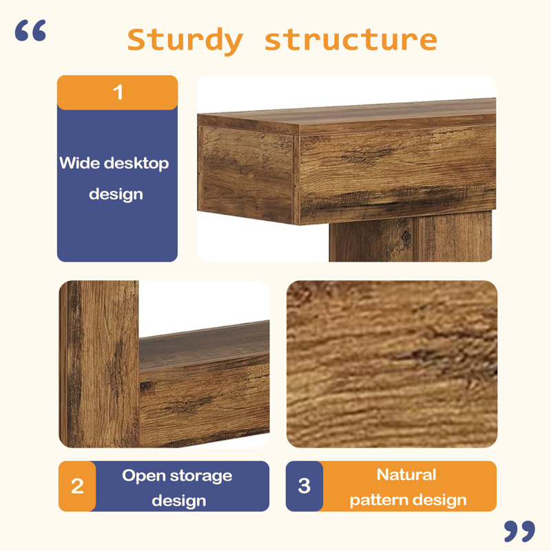 2-Tier Side Table,Entryway Table, Rustic Brown