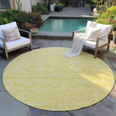Machine Washable Indoor/Outdoor Claudian ACN1224 Gold Rug