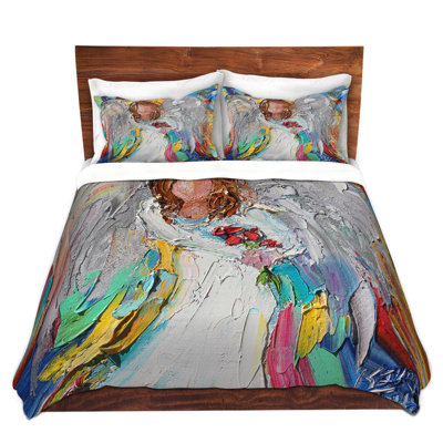 Ensemble de housse de couette ange fleurs