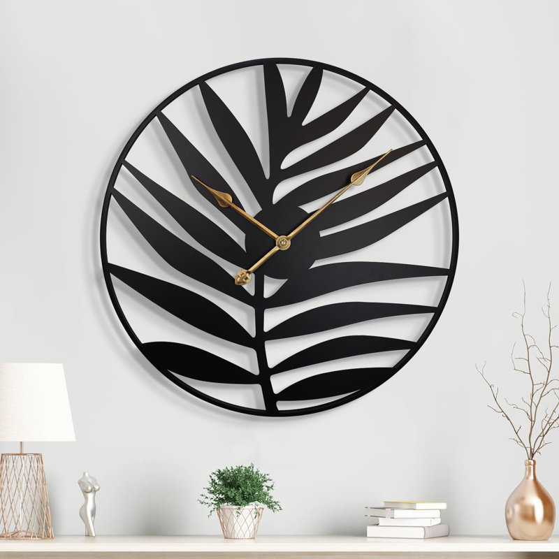 Horloge murale artistique à feuille métallique - texture réaliste, 24 pouces