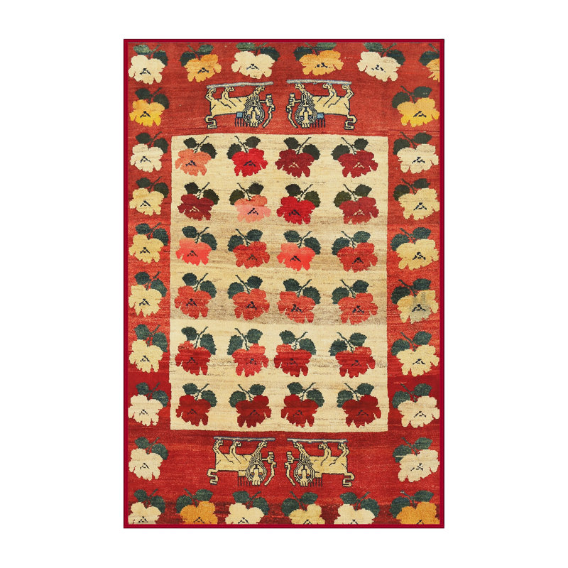 Tapis traditionnel rouge / beige Ilir, Rectangle 8 pi x 12 pi