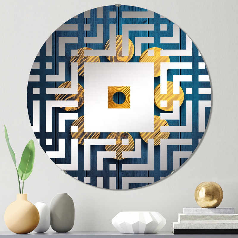 Sacrée géométrie en bleu et or - miroir mural carré, 23,6 po x 23,6 po