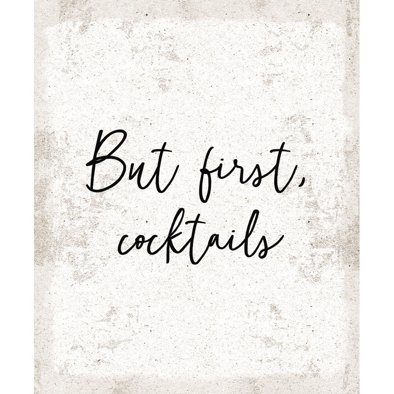 But First Cocktaix - Textual Art Print, 30 cm H x 20 cm W, Black Floater Framed