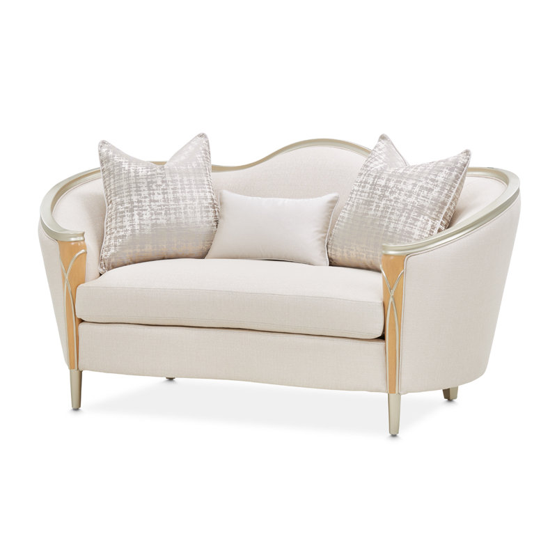 Villa Cherie 71'' Round Arm Loveseat, Pearl 100% Polyester