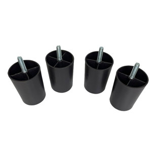 Pied de canapé rond en plastique noir 3 po Leg Daddy, boulon de suspension 5/16 po