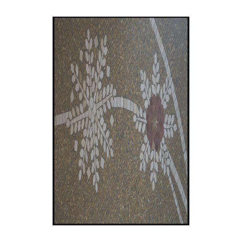 Tapis gris/bleu à motifs, Rectangle 2 pi x 5 pi