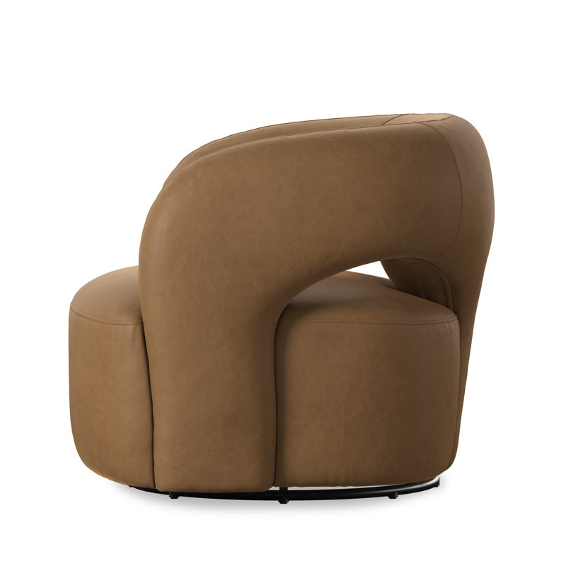 Mazie Swivel Barrel Chair, Maestro Camel Top Grain Leather