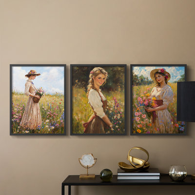 Feminine  Series  LXXIII  -Set Of 3 Framed Giclee Prints -Ready to Hang