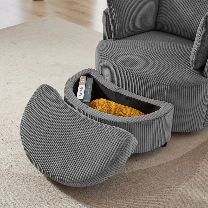 Chaise pivotante à 360 ° avec repose-pieds, Gris