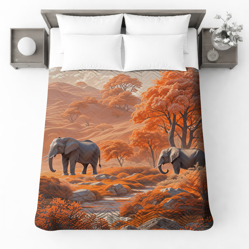 Éléphants dans un paysage orange, Double