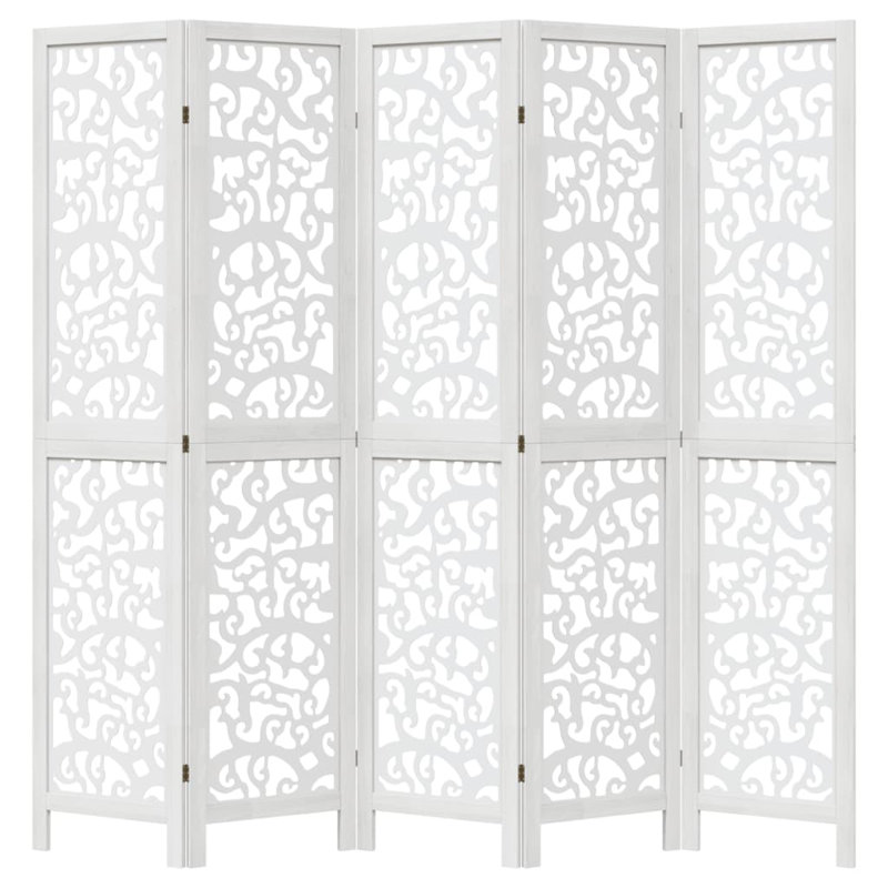 Folding Room Divider, 5, 180cm H x 180cm W x 1.6cm D, White