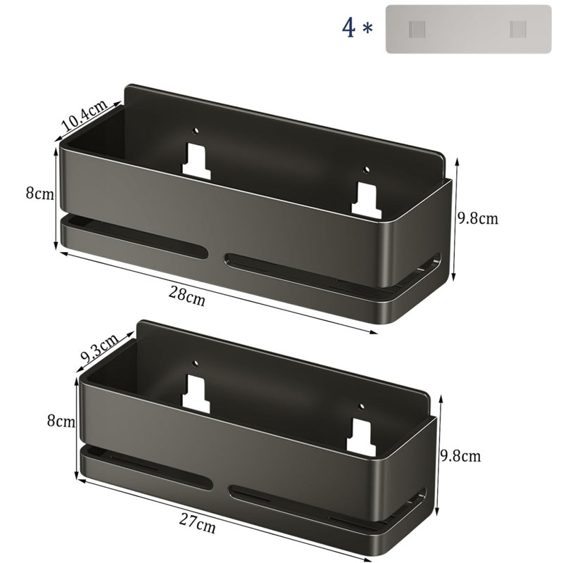 Large Capacity Shower Caddy，2-Pack Shower Shelf, Heavy-Duty Bathroom Storage Shelf 10 X 28 X 10 cm