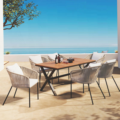 Ensemble de salle à manger 7 pièces, ensemble de meubles d'extérieur toutes saisons avec table et chaises
