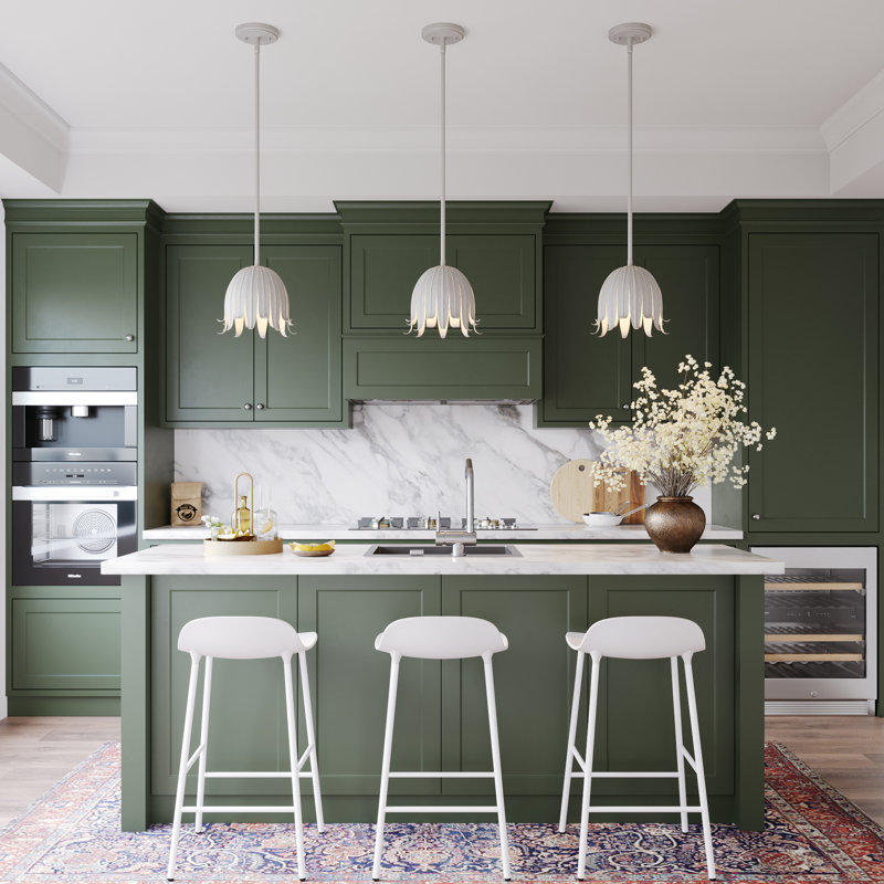 3-Light Kitchen Island Pendant Light,Modern Decorative Ceiling Light for Dining Room & Kitchen, White, White