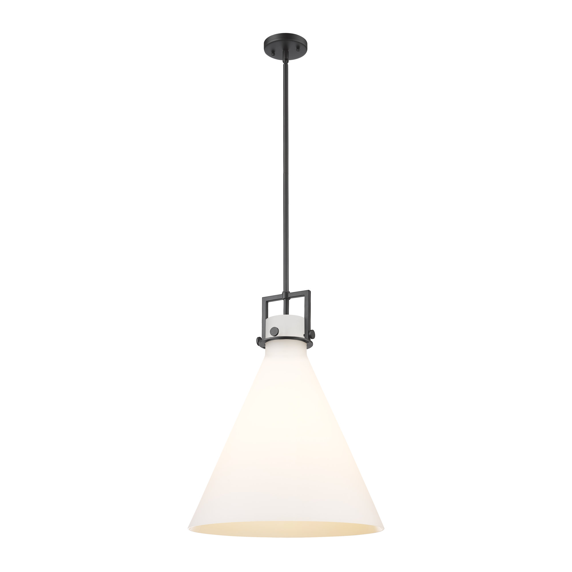 Coterie Single Light Glass Dimmable Pendant, Matte White, 22.75" H x 18" W x 18" D, Matte Black
