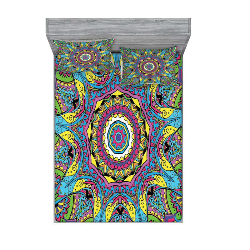 Ensemble de draps Hippie, Ensemble de draps pour lit double avec 2 taies d'o