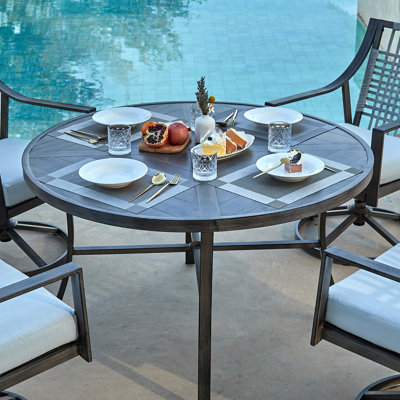 Outdoor Metal Round Dining Table With Umbrella Hole by Westfield Outdoors