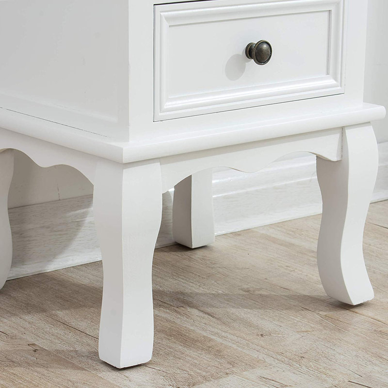 Stephon 35cm W Manufactured Wood Bedside Table, White/Natural