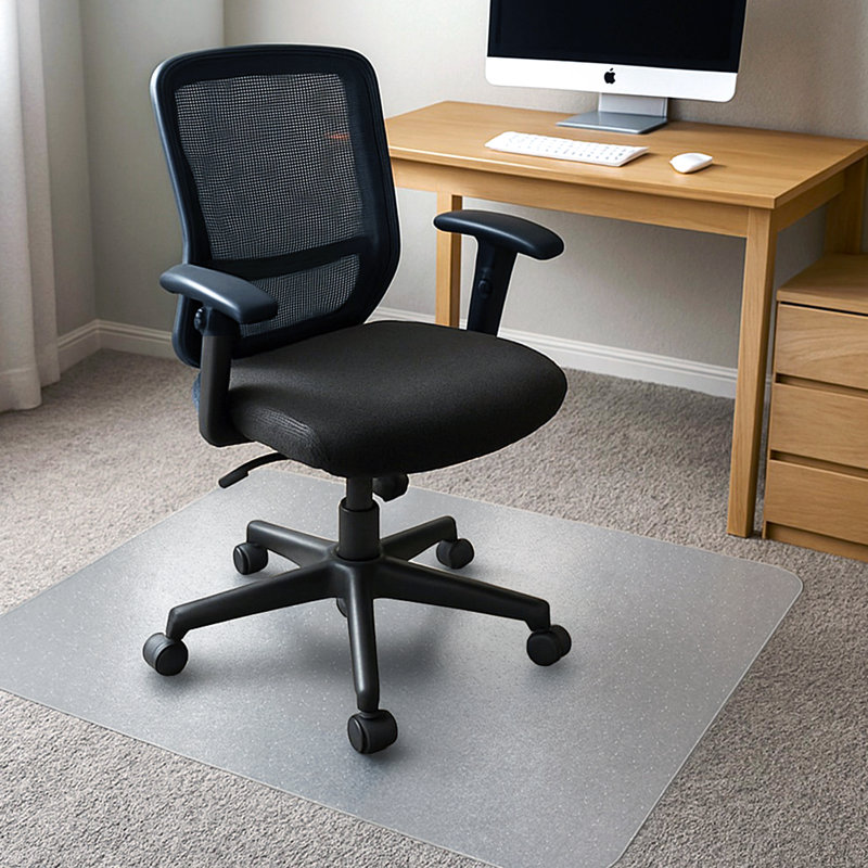 PVC Rectangular Chair Mat for Low Pile Carpets up to 6mm - Cleartex TrYlok, 116cm W x 150cm D