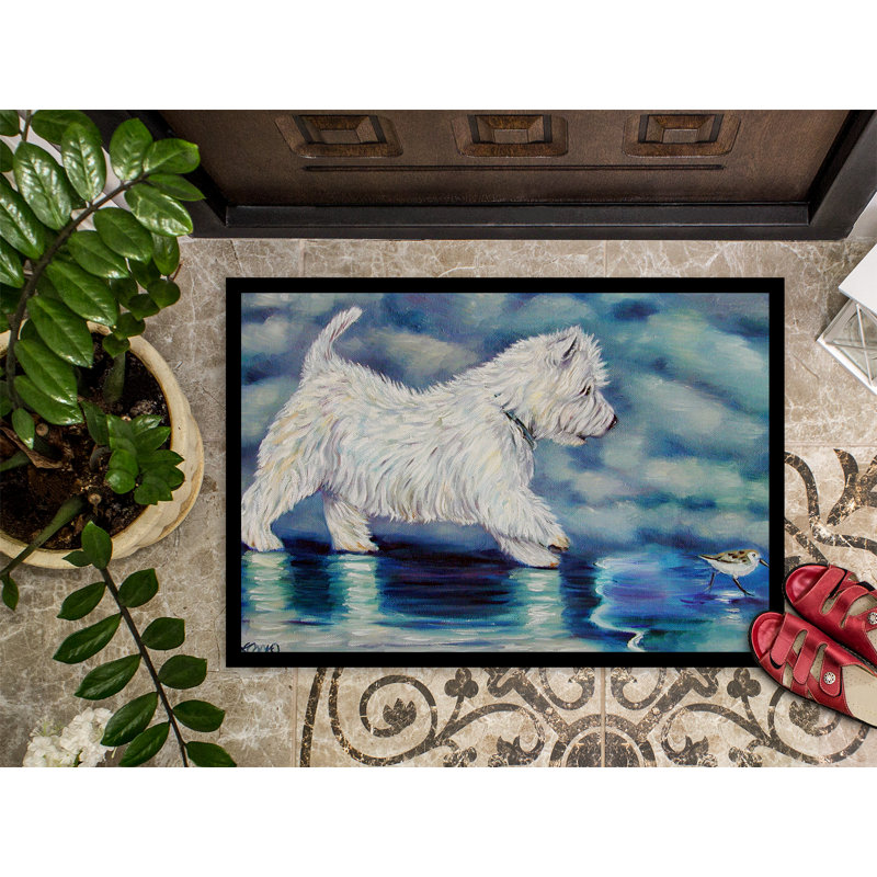 Paillasson d’extérieur antidérapant Trevose Misty Westie, Rectangle 2 pi x 3 pi