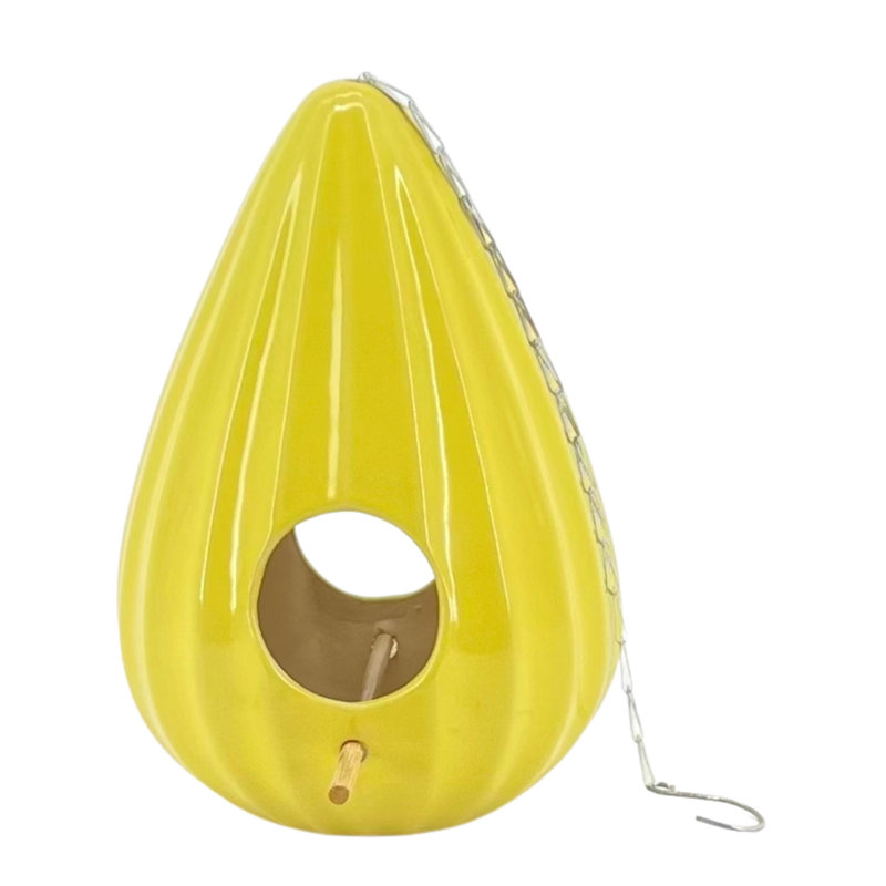 Maison d'oiseaux 10 po x 7 po x 7 po Buffo Emerald Teardrop, Jaune