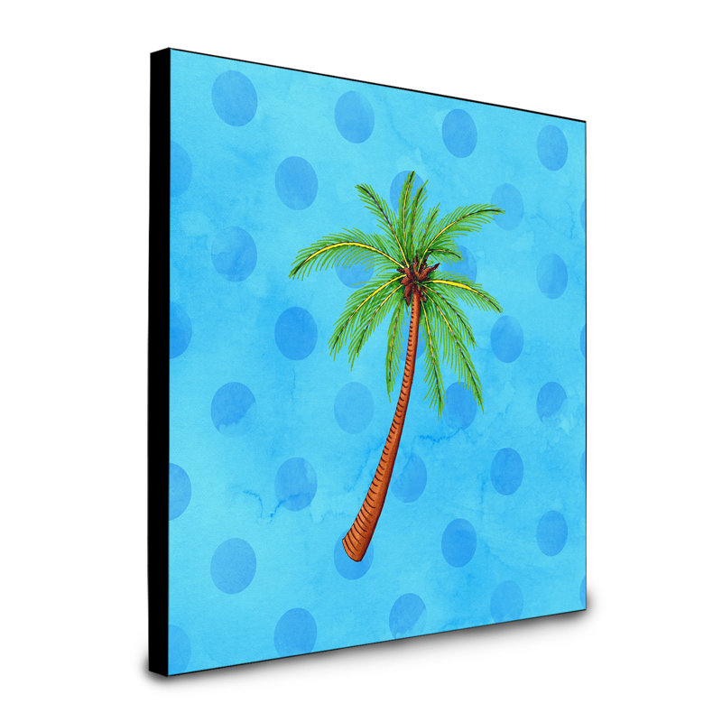 « palm tree polkadot », art encadré Dyann, bleu