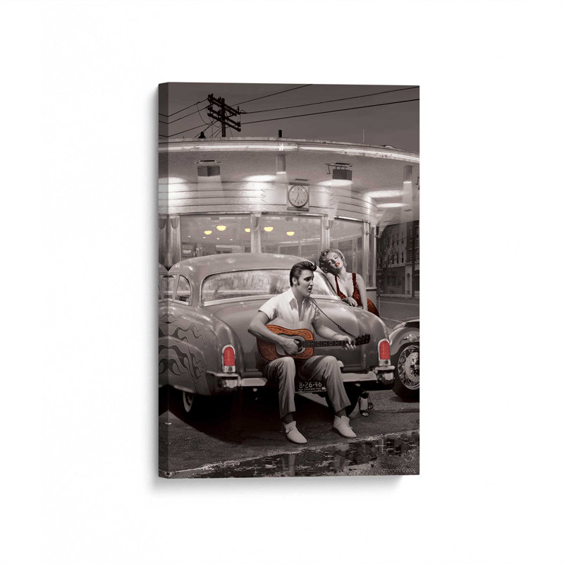 Midnight Melody Drive-In, H 18 po x l 12 po, Toile tendue sur cadre, Ne s’applique pas