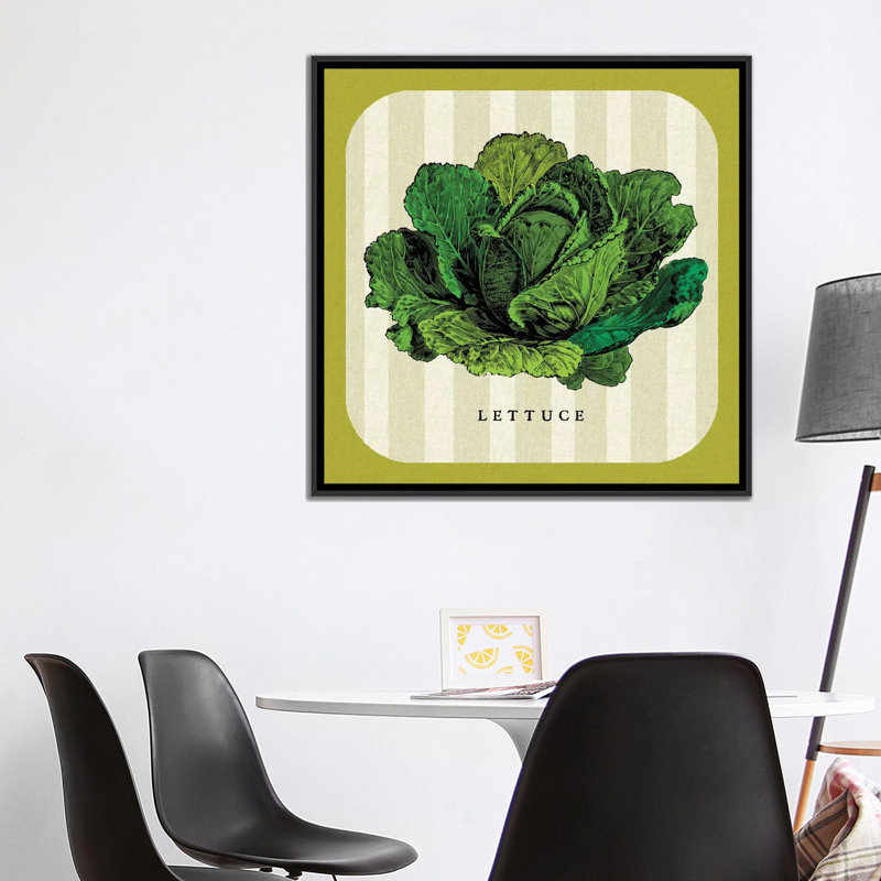 « lin légume ii », impression sur toile, H 18 po x l 18 po x P 1,5 po, Toile avec cadre noir, Pas de tapis