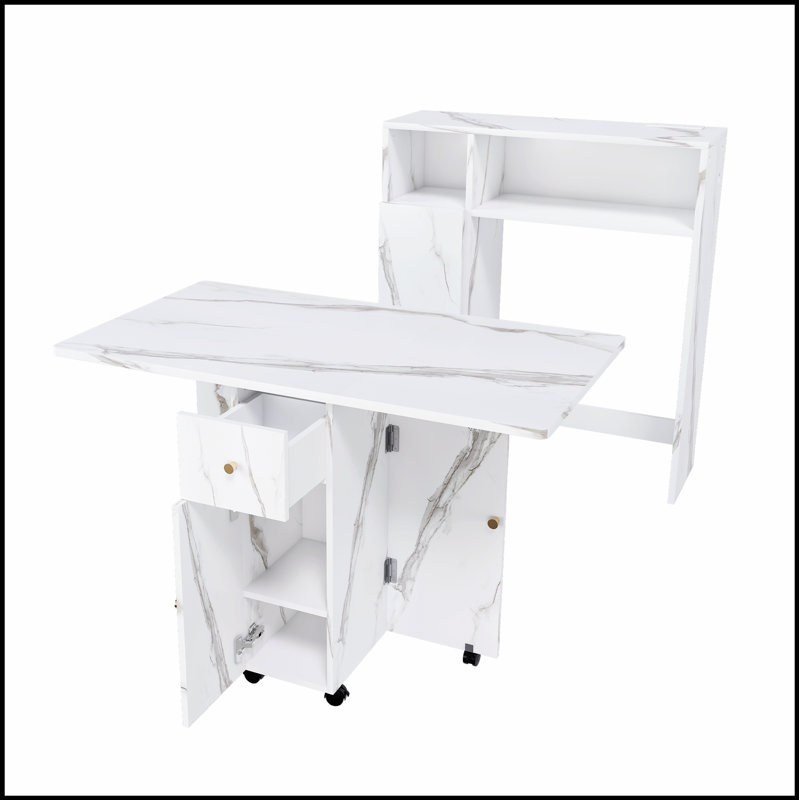 Multifunctional Folding Dining Table with Wall-Mounted Sideboard & Storage for Small Apartments