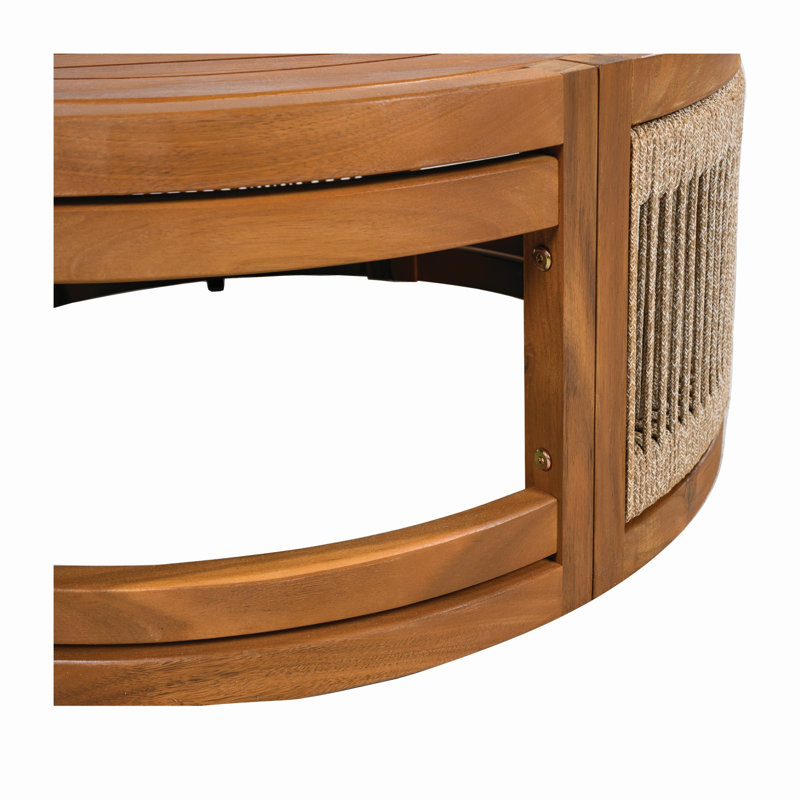 Table basse d'extérieur en bois 27,95 po avec corde tissée à la main