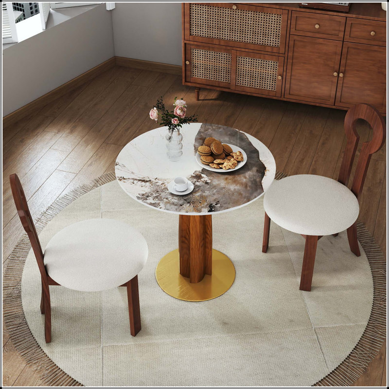 Table de salle à manger 33,5 po, White/Grey, Stone
