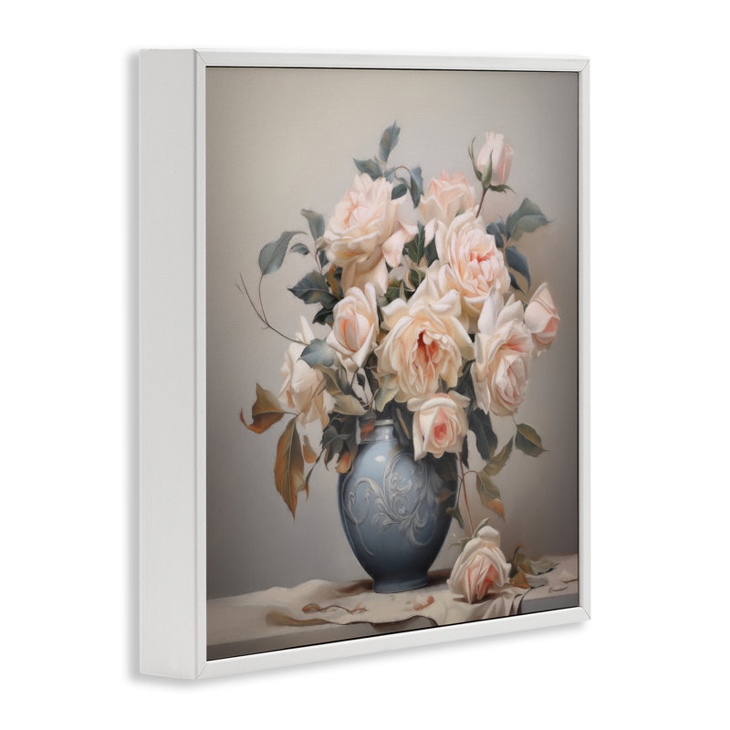 «Rose Paragon Vase», giclée par Steve Hunziker, H 24 po x l 24 po, Giclée encadrée blanc bord de mer