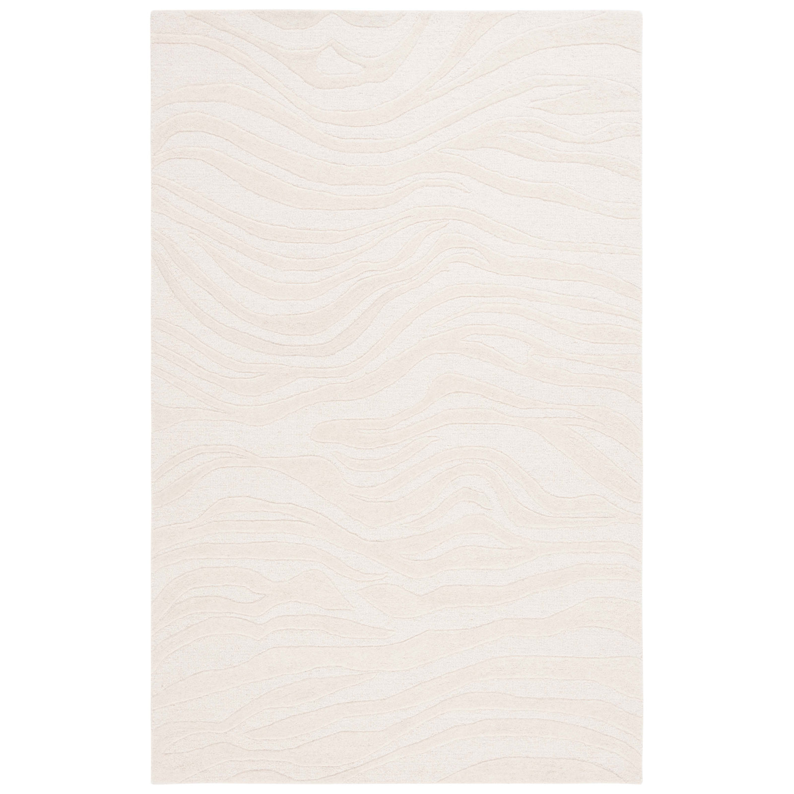 Burleson Ivory Hand-Tufted Abstract Wool Rug, Rectangle 3' x 5'