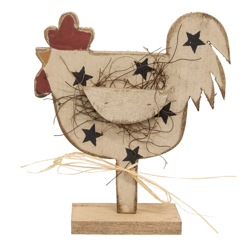 Rustic Wood Stars Chicken on Base 12"