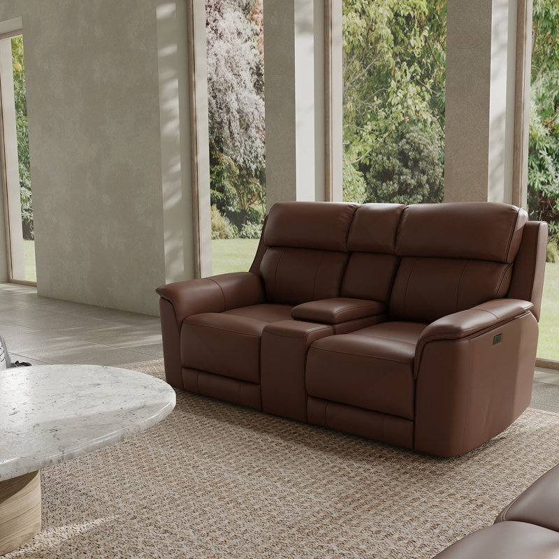 Causeuse inclinable électrique double avec console en pacane, Pacanier