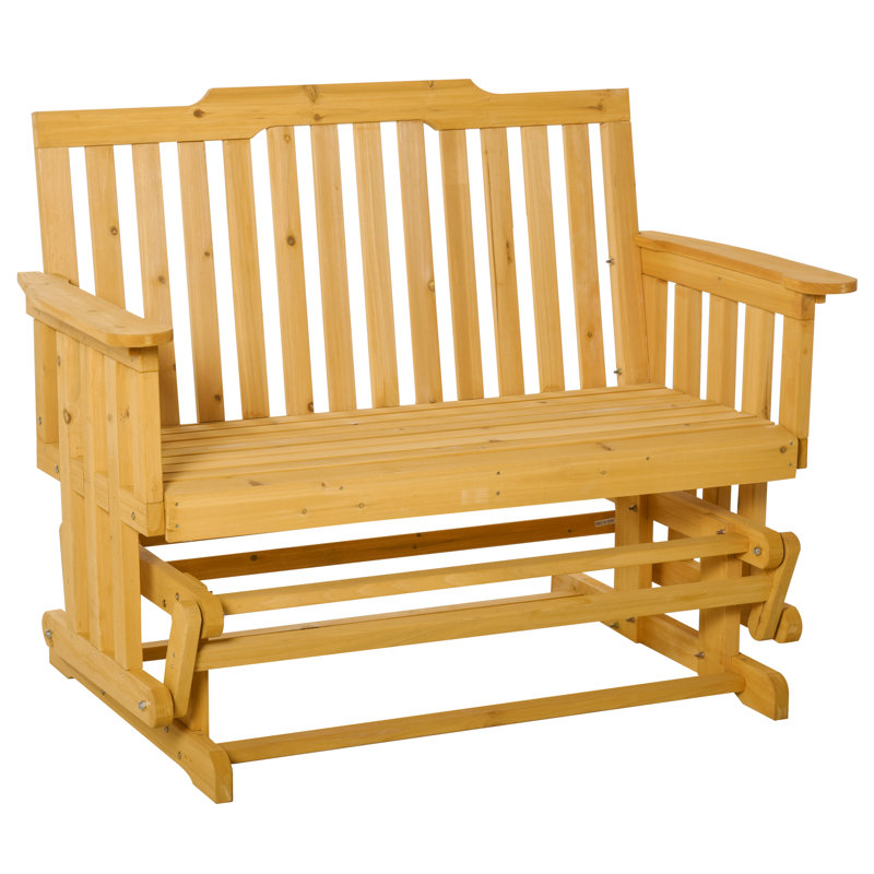 Banc d'extérieur en bois massif à bascule, Kaki