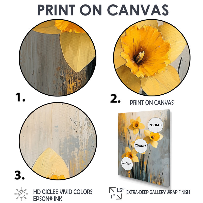 Hermina - Floral Wall Art, H 40 po x l 30 po, Reproduction encadrée d'une seule photo, Blanc